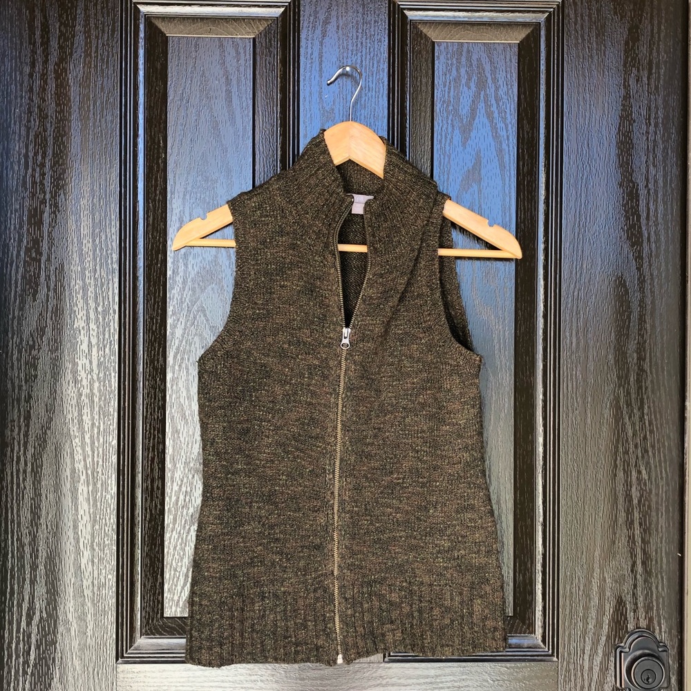 J Jill Wool Blend Zip Up Sweater Vest